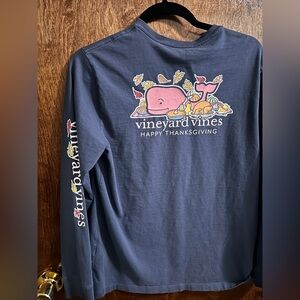 Vineyard Vines Kids Blue Thanksgiving Long Sleeve Tee
